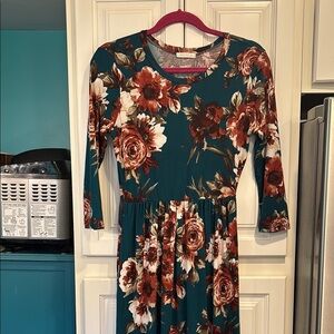 Reborn J Floral Teal Women's Dress size Medium